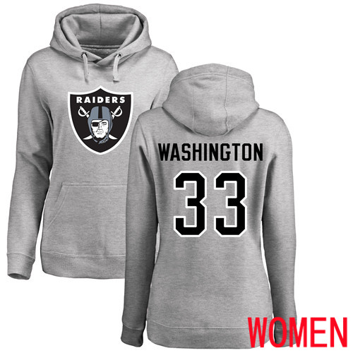 Oakland Raiders Ash Women DeAndre Washington Name and Number Logo NFL Football 33 Pullover Jersey